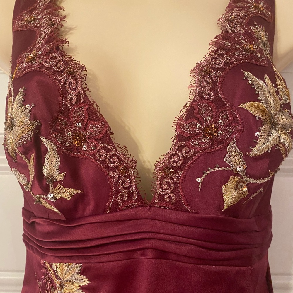 Mandalay/Julian Joyce Vintage Burgundy Wine Satin Cocktail Dress Sz 10 NEW RARE - Picture 7 of 16
